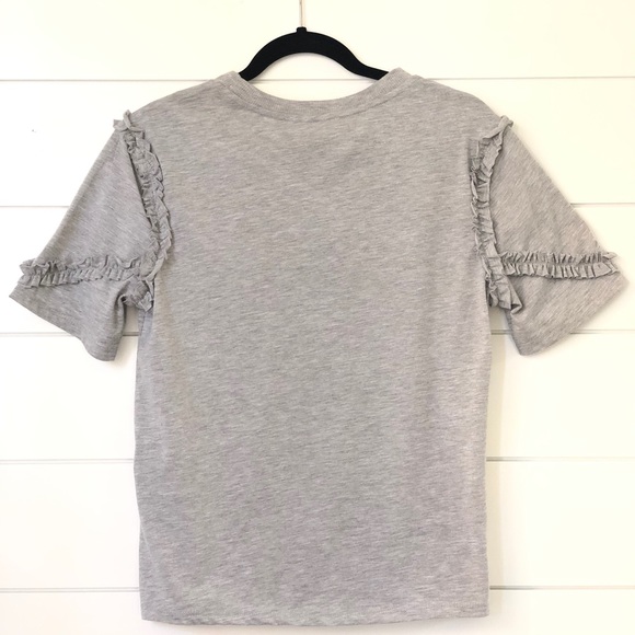 NEW Gray Tee with Ruffle Detail - Picture 2 of 3